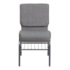 Wholesale stackable church chair with custom padded seat and book rack – front view
