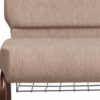 Detail view of padded fabric and durable powder-coated frame on church chair