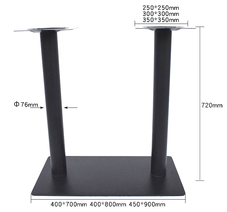 black steel table base size range