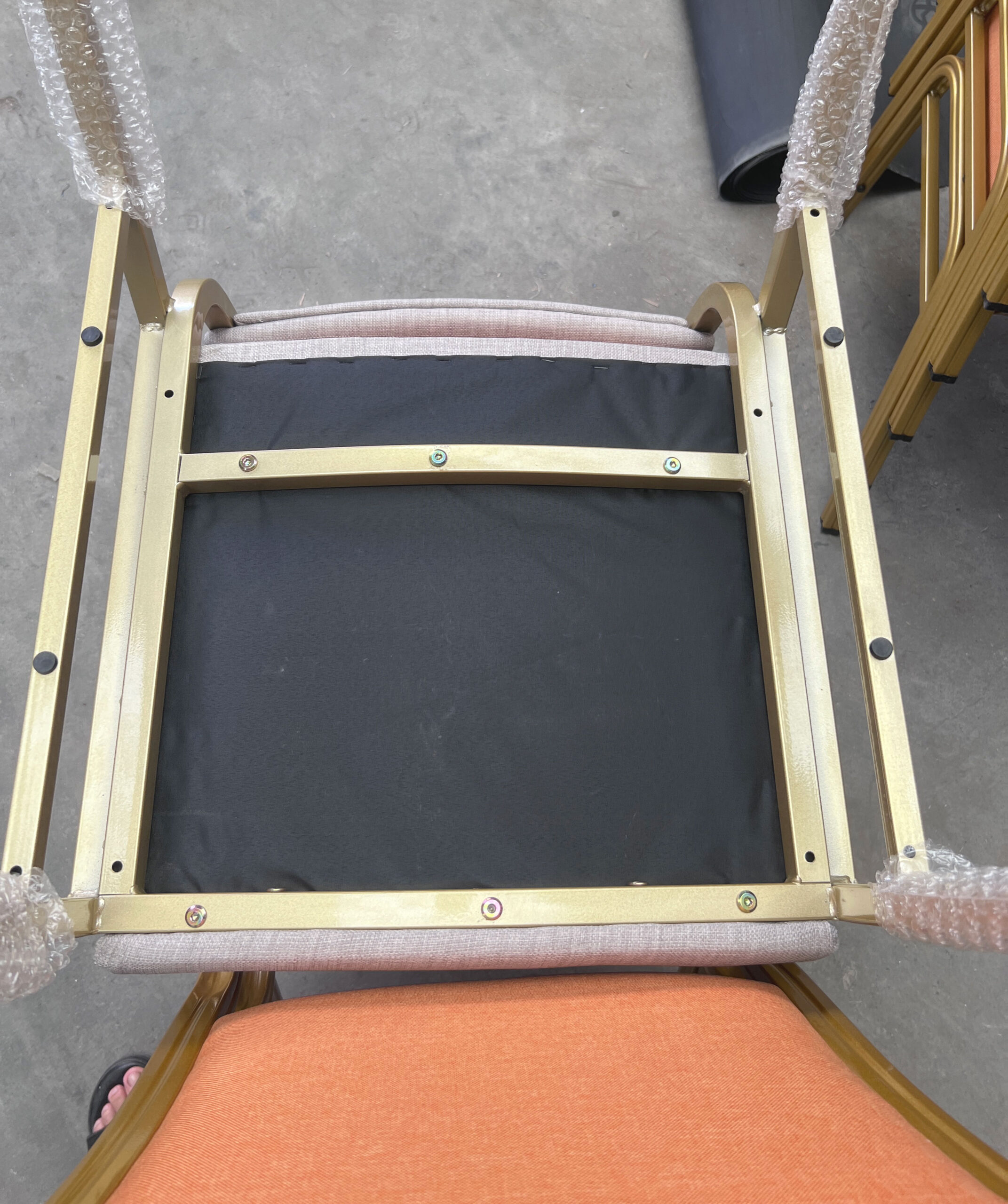 High-density cushion detail on banquet chair seat