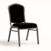 Black banquet chair in velvet with brushed aluminum frame