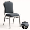 Auralis Series banquet chair with grey linen fabric and brushed aluminum frame