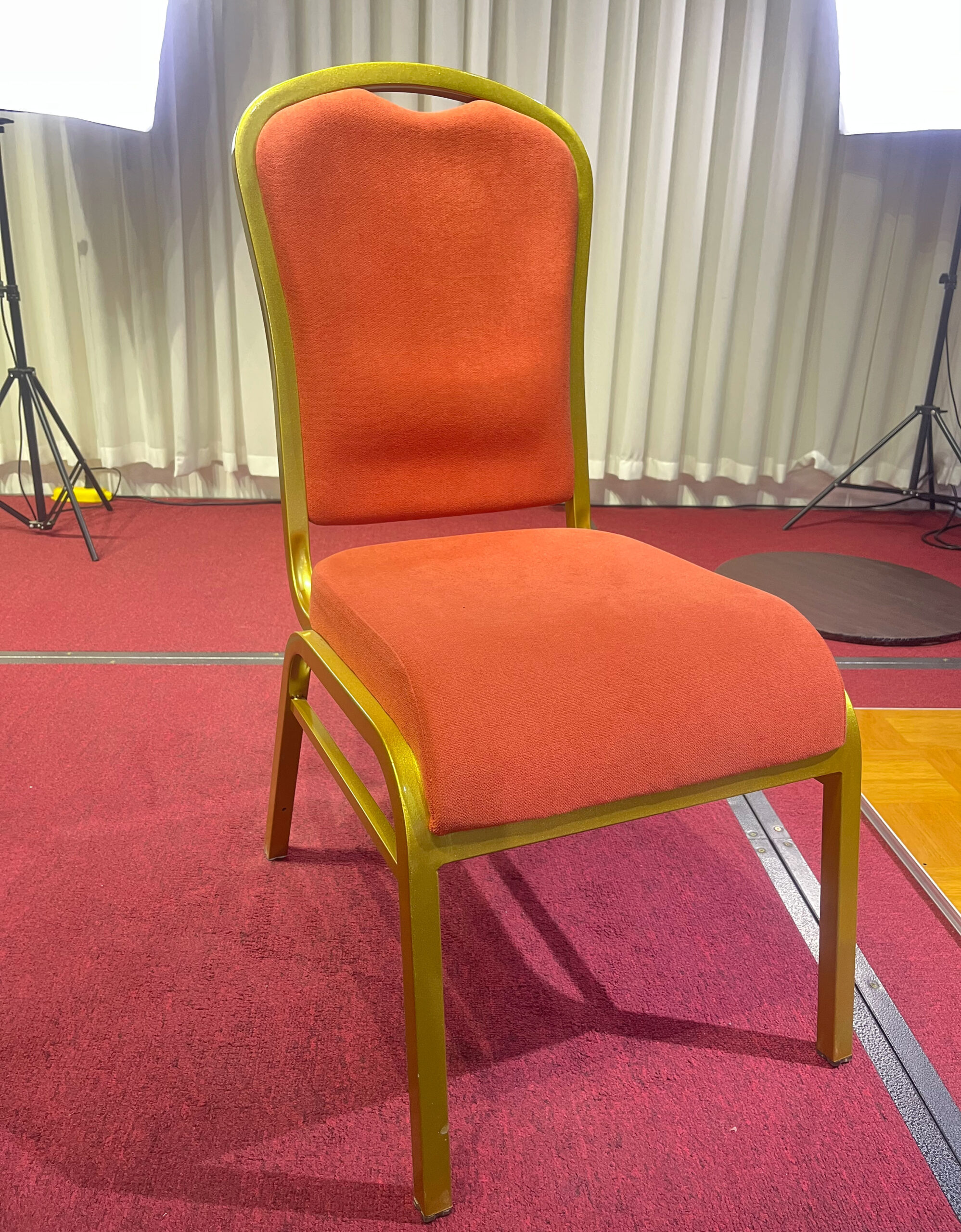 Wine red banquet chair with soft cushion and lightweight frame