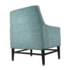 Teal fabric aluminum lounge chair with black legs in angled back view