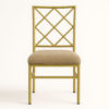 Top-down view of geometric seat cushion on gold frame chair