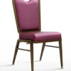 Burgundy aluminum banquet chair with padded vinyl seat and ergonomic flax back