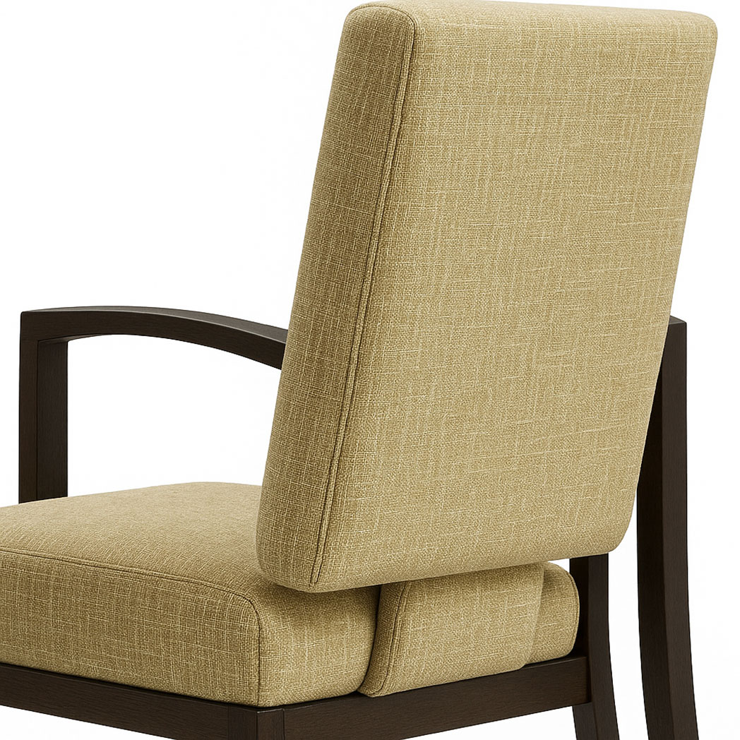 Upholstered Aluminum Armchair – Imitation Wood Finish Leisure Chair for Guest & Lounge Seating - Image 2