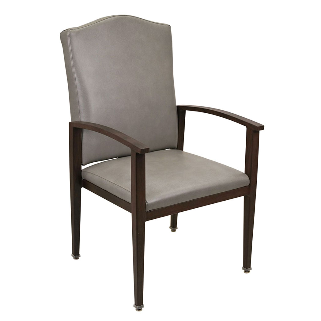 Upholstered Aluminum Armchair – Imitation Wood Finish Leisure Chair for Guest & Lounge Seating - Image 6