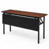 Main product view of IBM training table with black metal legs, wood laminate top, and folding modesty panel