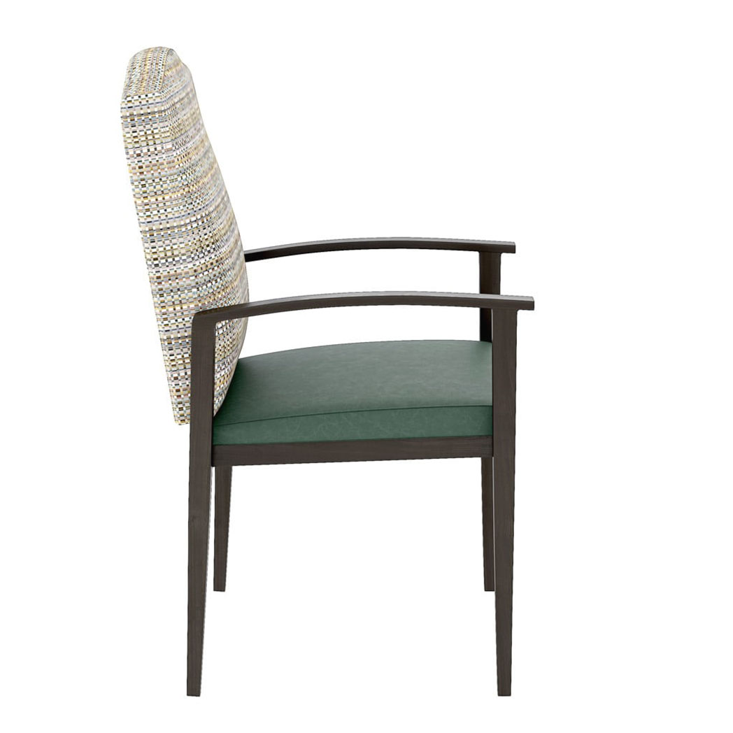 Upholstered Aluminum Armchair – Imitation Wood Finish Leisure Chair for Guest & Lounge Seating - Image 4