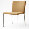 Armless banquet chair with beige upholstered seat and stainless steel frame from the Vero Series