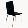 Rear side view of armless Vero Series banquet chair with black upholstery and chrome legs
