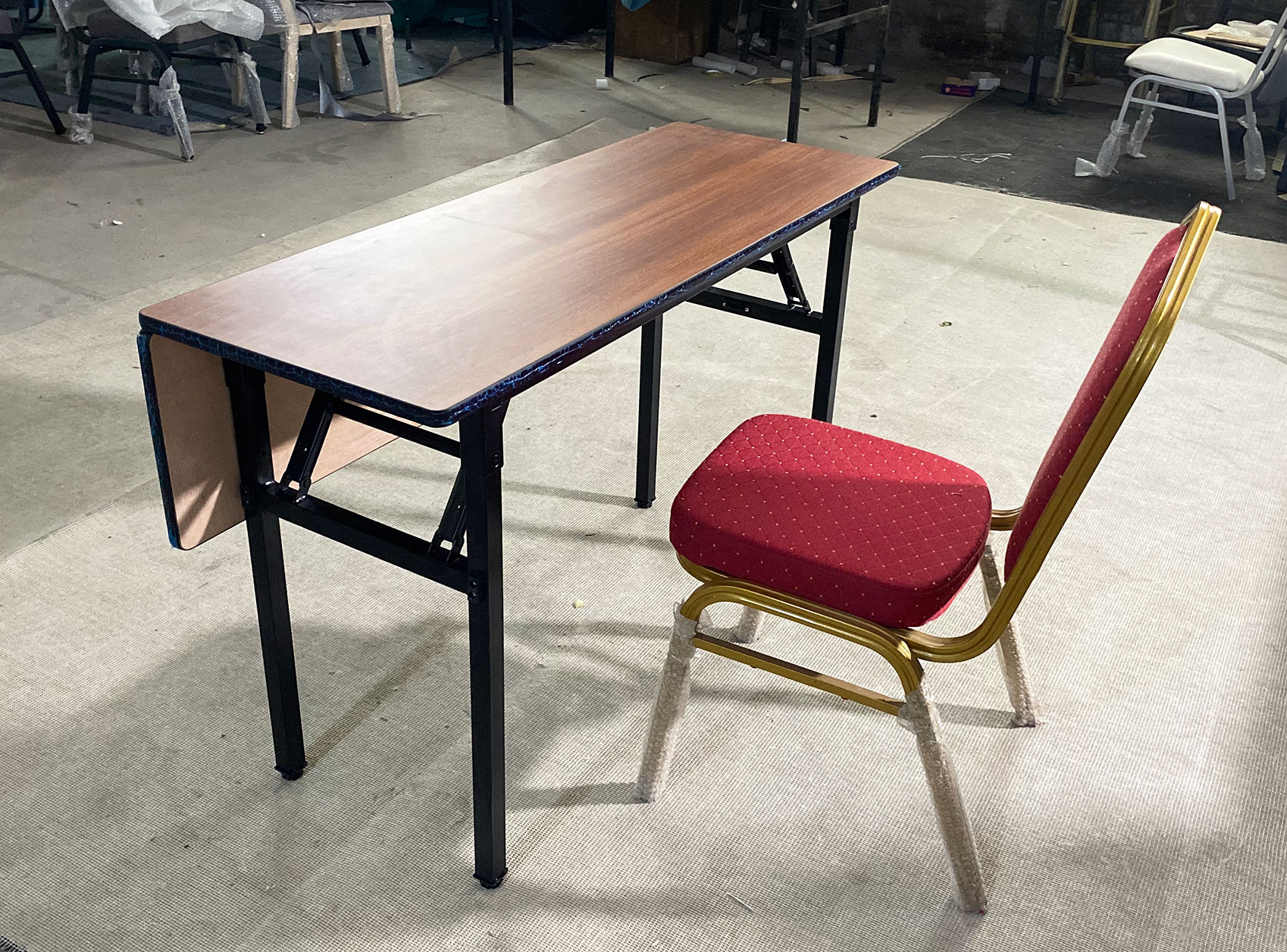 IBM Training Table with Foldable Modesty Panel – Rectangular Conference Desk with Metal Legs & Wood Laminate Top - Image 5