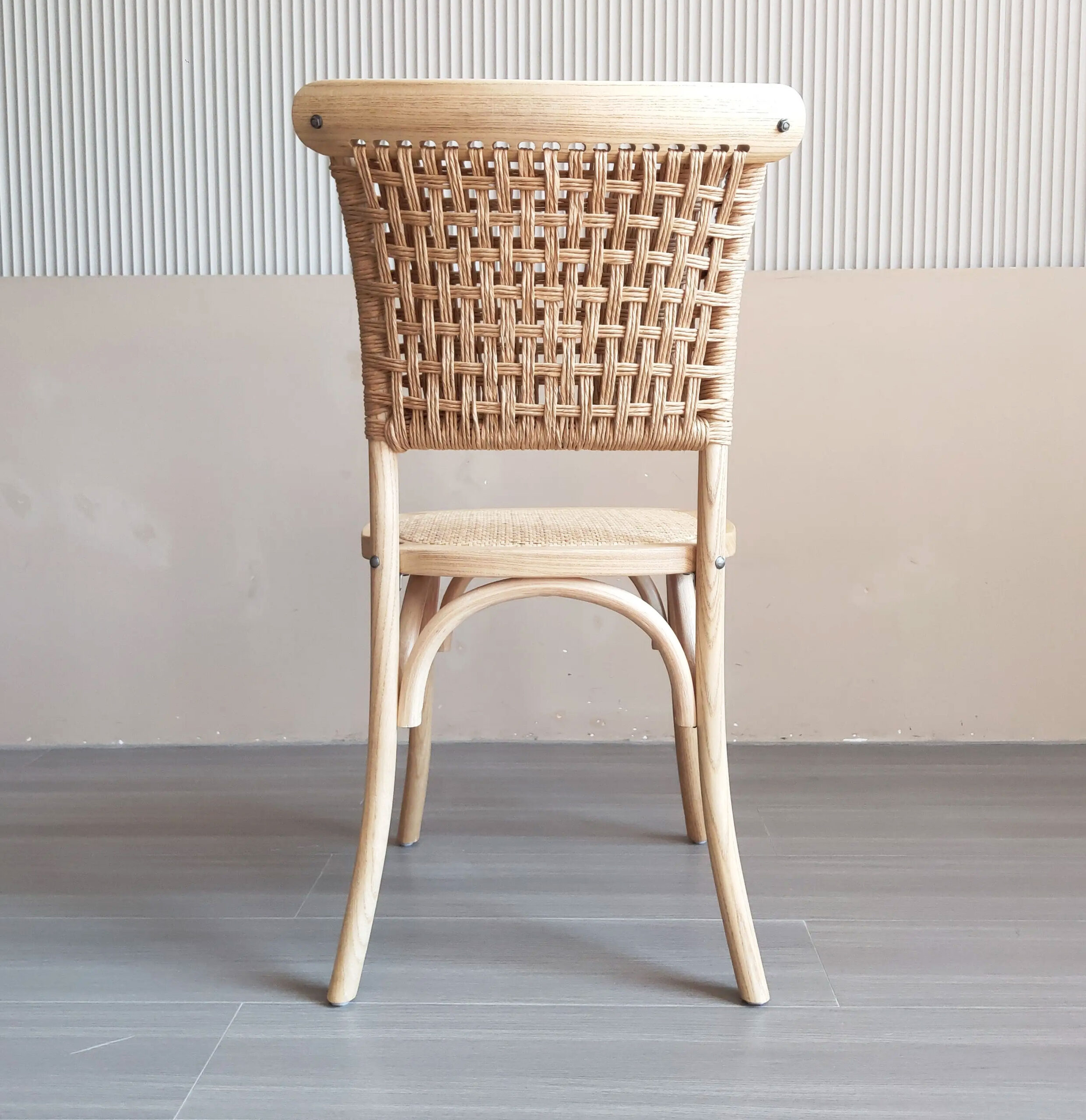 Bresco Loop-Back Rope Chair – Stackable Beech Frame with Rattan Seat - Image 4