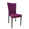 Front angled banquet chair in purple fabric and black legs
