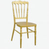 Gold Napoleon banquet chair with metal seat for wedding, hotel, and banquet hall use