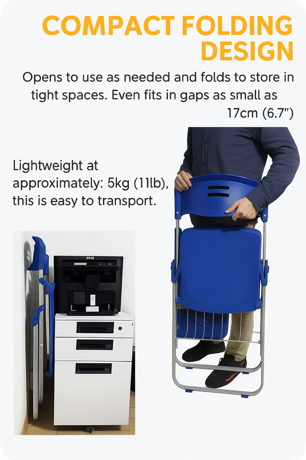 Colorful Foldable Student Chair with Writing Tablet & Book Rack – Plastic Seat for Classroom or Training Use - Image 3