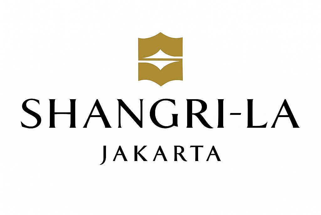 Shangri‑La Hotel Jakarta logo in classic script with golden emblem