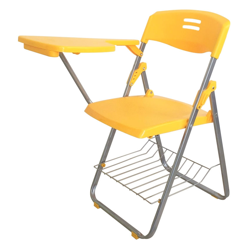 Colorful Foldable Student Chair with Writing Tablet & Book Rack – Plastic Seat for Classroom or Training Use - Image 4