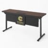 Custom foldable training table with 25mm anti-scratch wood top, USB charging port, power socket, and black frame with logo panel