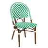 Green and White French Bistro Chair – PE Rattan & Aluminum