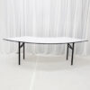 White PVC laminated single serpentine banquet table piece with folding legs