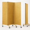 Gold hotel banquet partition with folding panels and caster wheels, movable acoustic room divider for conference and event halls, size 620W × 1860D × 1800H mm