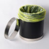 Hotel waste bin showing disposable liner and removable stainless steel top ring