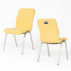 Lumina Contour Banquet Chair in Pastel Yellow – Front and Back View with Chrome Steel Legs