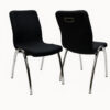 Lumina Contour Banquet Chair Front and Back View – Black Upholstery with Chrome Steel Legs