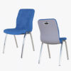 Lumina Contour Banquet Chair – Front and Back View with Chrome Steel Legs and Upholstered Design