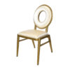 Rhythm Back Banquet Chair right angle view with gold aluminum frame and padded seat