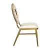 Rhythm Back Banquet Chair side view with gold aluminum frame and padded seat