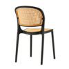 Back view of plastic rattan event chair with PP frame and woven rattan backrest