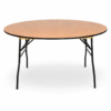 Round folding banquet table with Okoume laminated plywood top and steel folding legs