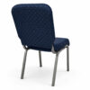 church chair fully upholstered back hidden metal frame fabric rear view