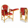 red upholstered foldable muslim prayer chair with writing tablet and knock down structure for mosque and prayer seating