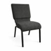 fully upholstered church chair with closed back design and fabric book pocket for worship seating