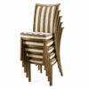 Stackable Aurora Curve aluminum dining chairs with upholstered seats for hospitality and restaurant use
