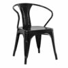 Black commercial Tolix armchair with integrated metal arms and industrial steel frame for restaurants cafes hotels and hospitality dining spaces