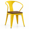 Yellow commercial Tolix armchair with walnut wood seat for restaurants cafes hospitality dining areas and commercial interiors