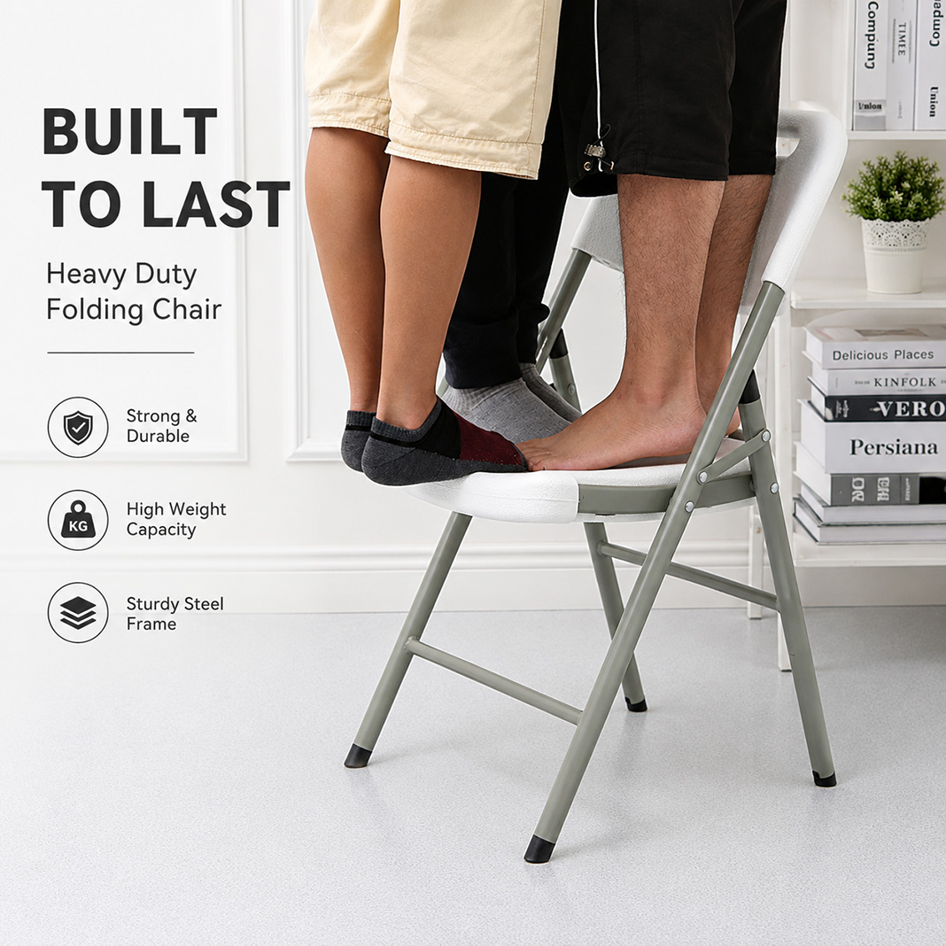 Aurora Folding Plastic Banquet Chair – Commercial Event Seating, Stackable, Multiple Colors, Durable Steel Frame - Image 2
