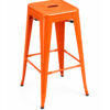 Orange industrial Tolix bar stool with square metal seat, commercial-grade steel construction for cafes, restaurants, bars and hospitality projects