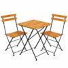 Wood folding bistro chair set with table for outdoor cafe and restaurant seating, commercial metal frame furniture