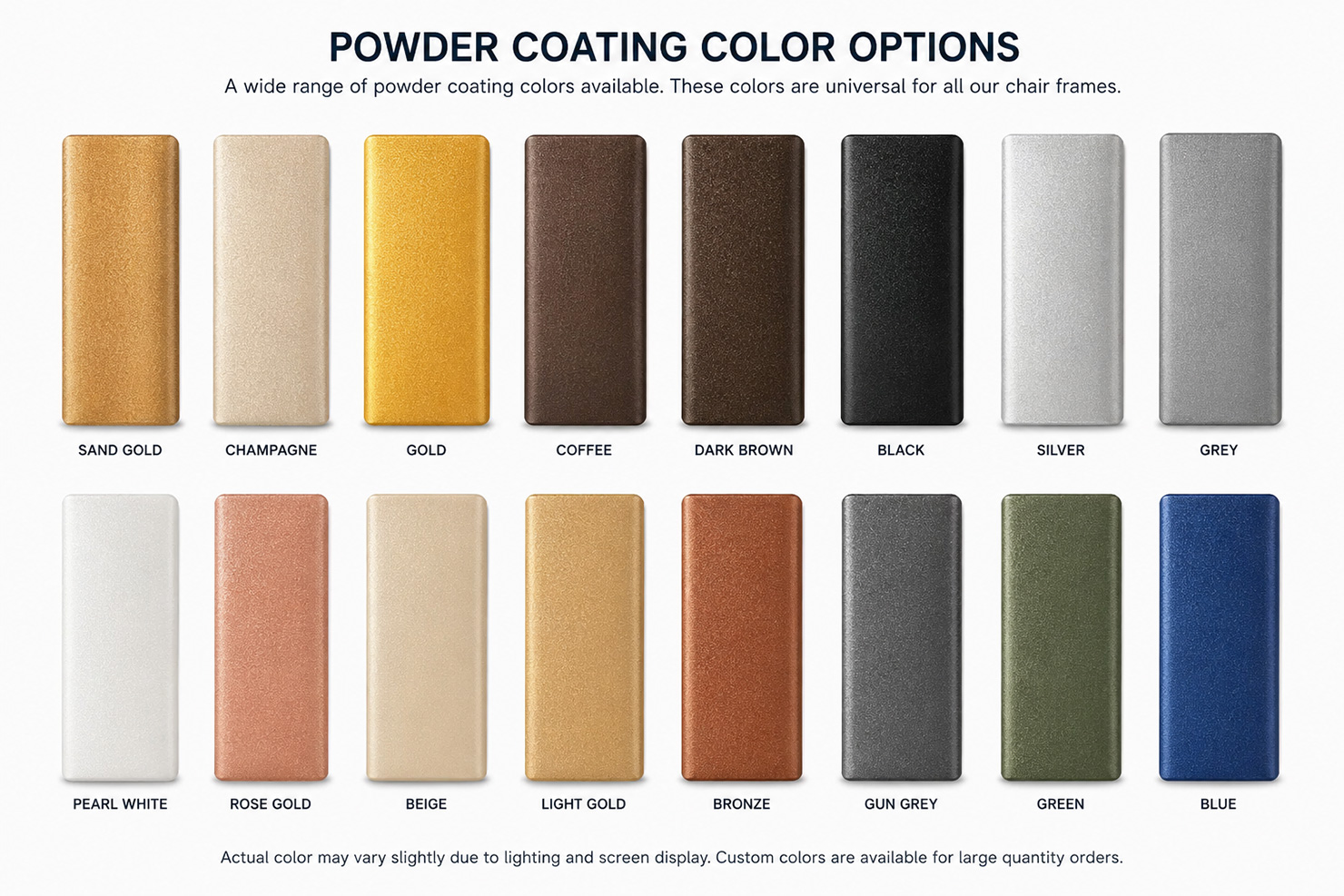 Commercial Chair Frame Powder Coating Color Options