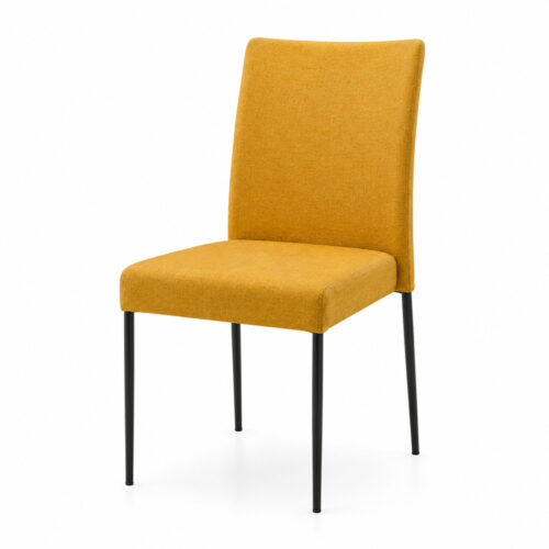Linea Series upholstered conference chair with yellow fabric upholstery and slim black steel frame for hotels, meeting rooms, banquet venues, training rooms, and commercial hospitality seating.