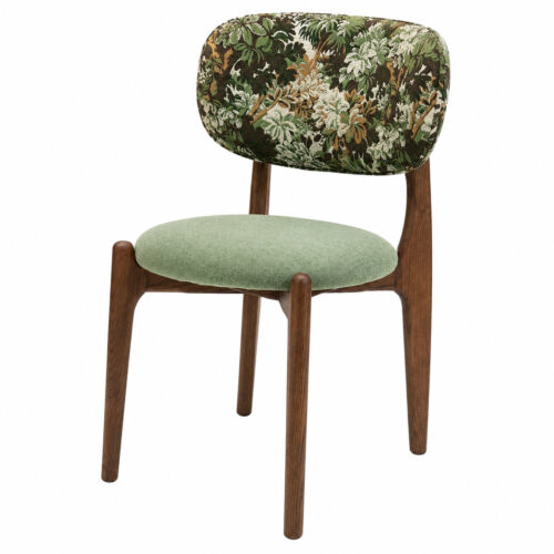 Nordic Botanical Upholstered Dining Chair with Solid Wood Frame