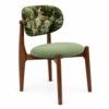 Alt Text Right angle view of Nordic Botanical Upholstered Dining Chair with solid wood frame and premium floral fabric upholstery.