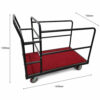 1400mm red carpet platform cart with black frame and dimensions