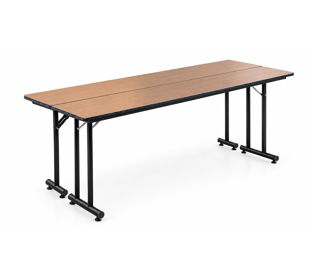 HPL nesting flip-top training table with black folding metal legs